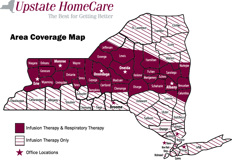 Upstate HomeCare Area Coverage Map