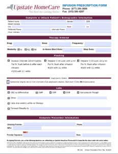 Infusion Prescription Order Form